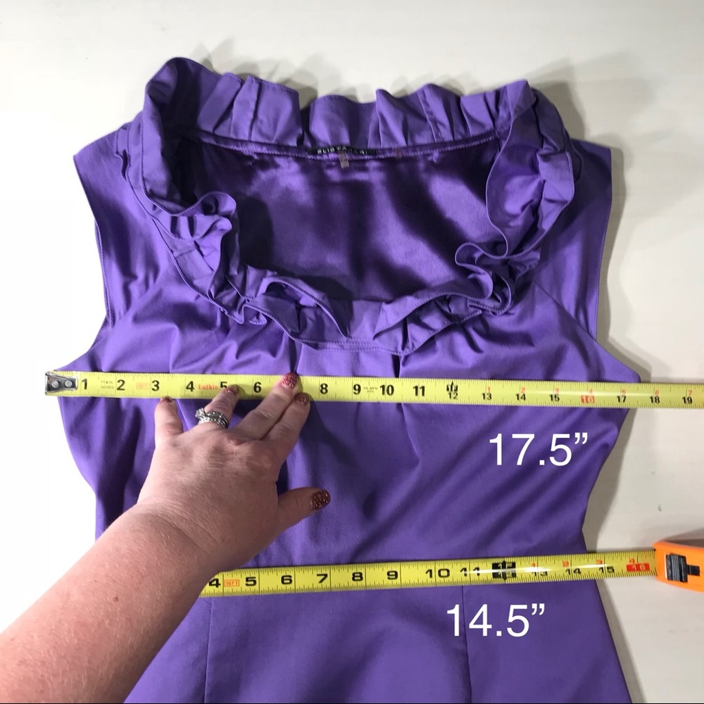 SOLD-Elie Tahari Ruffled Sleeveless Shift Dress - Picture 6 of 7